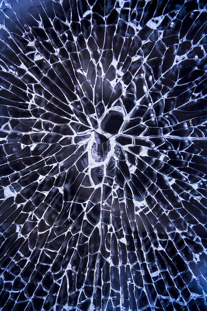 Cracked Glass Art, glass  material, fragility, abstract backgrounds, closeup Free HD Wallpaper