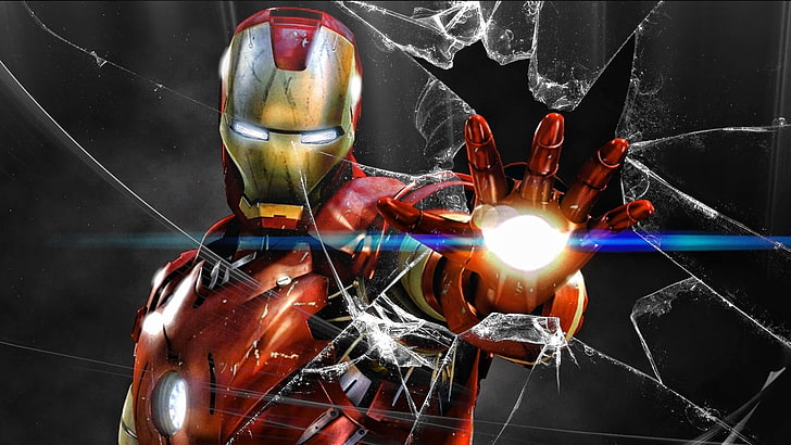 Iron Man Computer, motion, glass  material, no people, broken Free HD Wallpaper