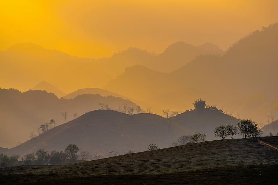 Mountain Sky Sunset, hill, gradient, scenics  nature, no people Free HD Wallpaper