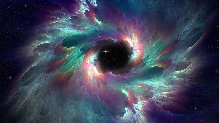 Space Black Hole, hole, universe, spiral, stars Free HD Wallpaper