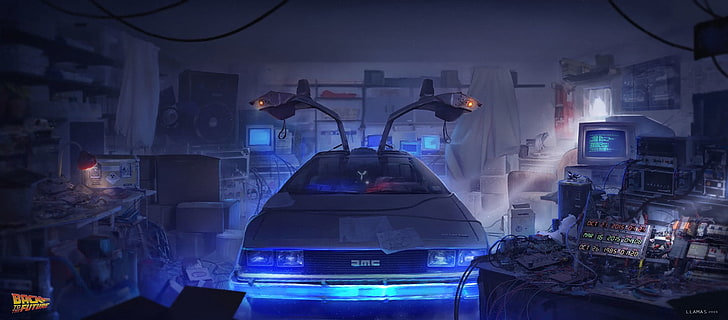 Time Travel DeLorean Time Machine, back to the future, glass  material, delorean, illuminated Free HD Wallpaper