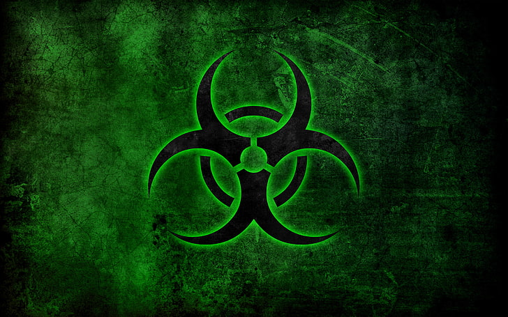 Zombie Biohazard Symbols, damaged, black color, night, illuminated Free HD Wallpaper