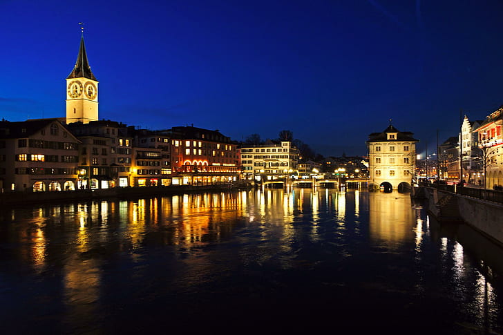 Zurich City, buildings, rivers, zurich, cities Free HD Wallpaper