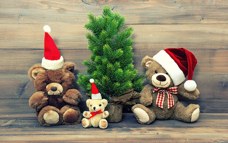 Animated Christmas Bear, year, new, christmas, happy Free HD Wallpaper