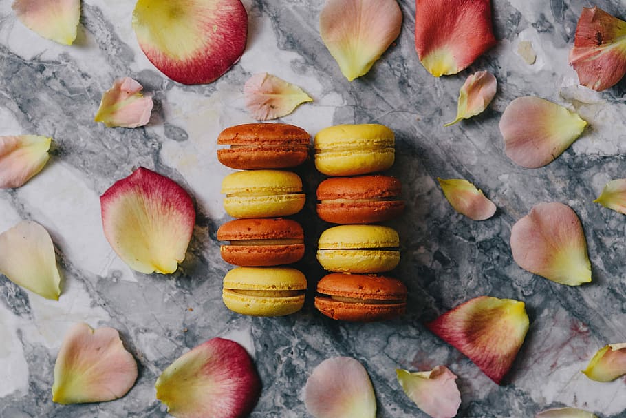 Beautiful Macarons, temptation, macaroon, above, large group of objects Free HD Wallpaper