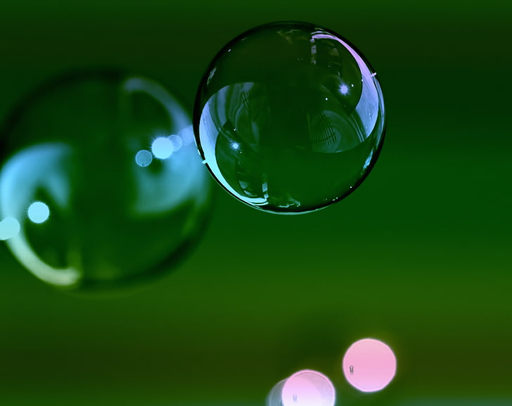 Beautiful Soap Bubbles, green, studio shot, intheair, green color Free HD Wallpaper