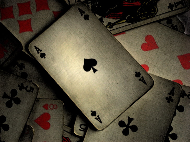 Black Ace Card, royal flush, heart shape, spade suit, still life Free HD Wallpaper