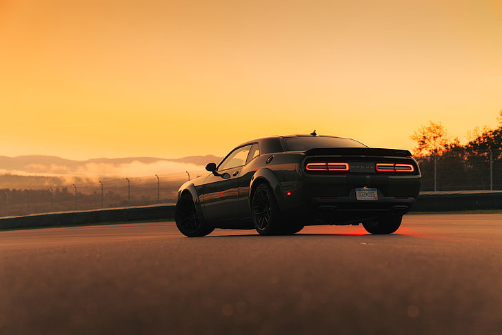 Black Challenger Car, dodge, auto racing, no people, sky