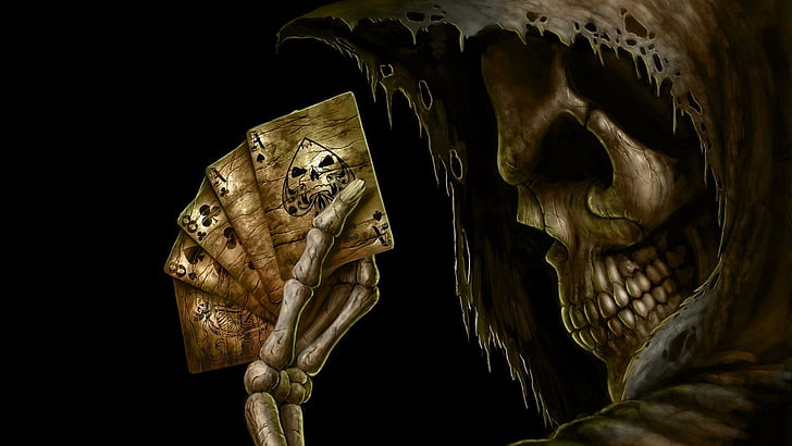 card, cards, skull, skeleton Free HD Wallpaper