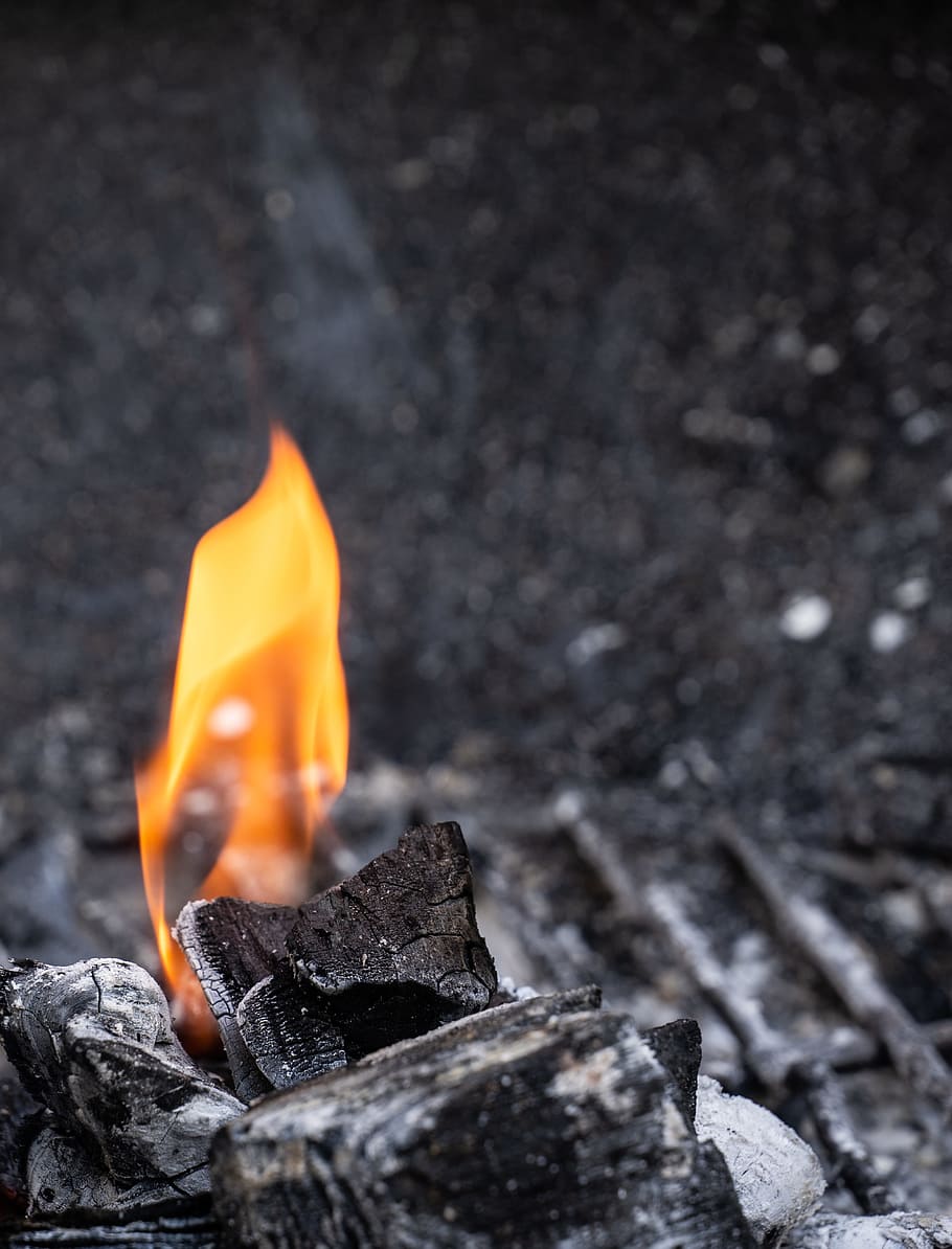 Charcoal, black color, burnt, fire  natural phenomenon, bonfire Free HD Wallpaper