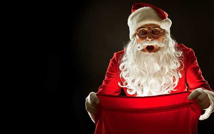 Christmas Black Santa Claus, claus, santa, black, black background Free HD Wallpaper