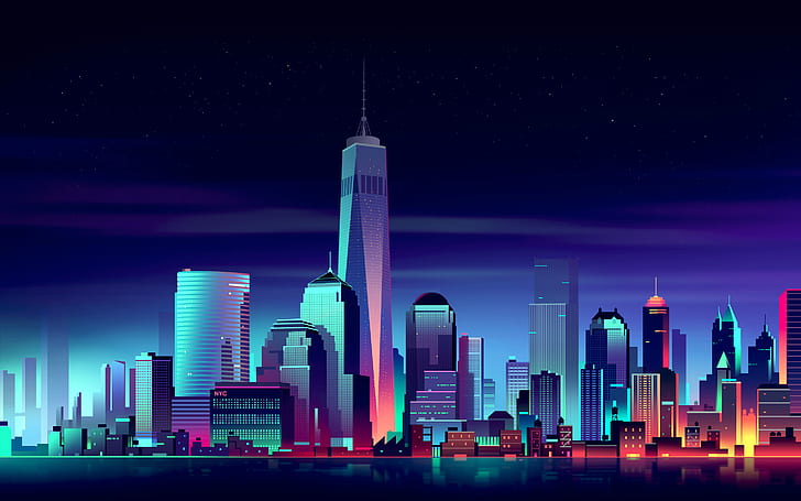 City Building Sketch, cityscape, skyscraper, night, tower Free HD Wallpaper
