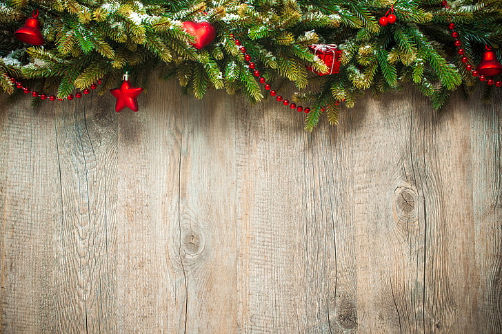 Country Christmas Backdrops, shiny, no people, garland, branch Free HD Wallpaper