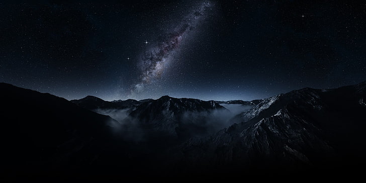 Dark Landscape, mountain range, environment, star  space, no people Free HD Wallpaper