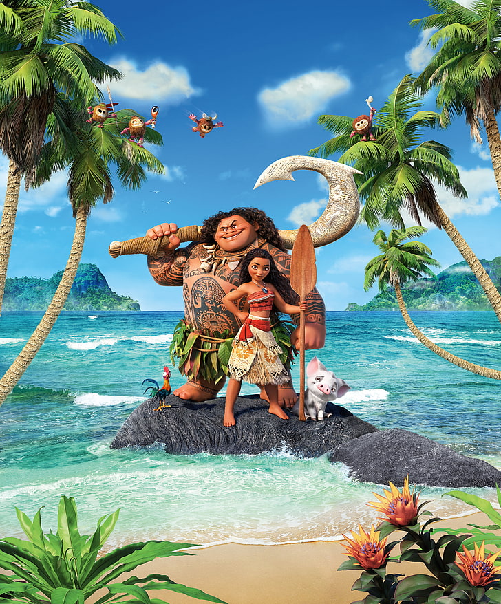 Disney Moana Chicken, island, beach, moana Free HD Wallpaper