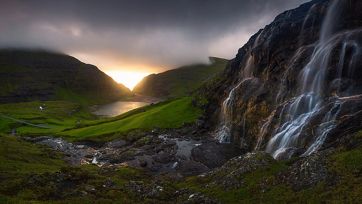 Faroe Islands Landscape, tranquility, country, rock, power in nature Free HD Wallpaper