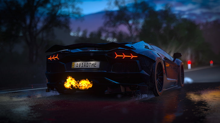 Forza Horizon Lamborghini Aventador, plant, transportation, text, city Free HD Wallpaper