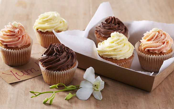 Free Cupcake, cakes, flower, Sweet, sweet