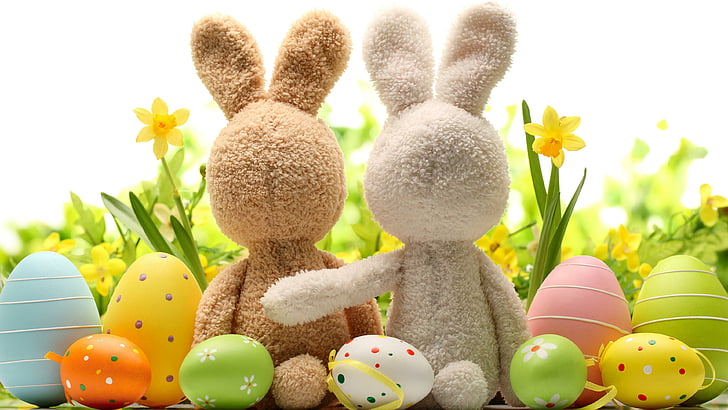 Happy Easter Free, easter eggs, couple, decoration, easter Free HD Wallpaper