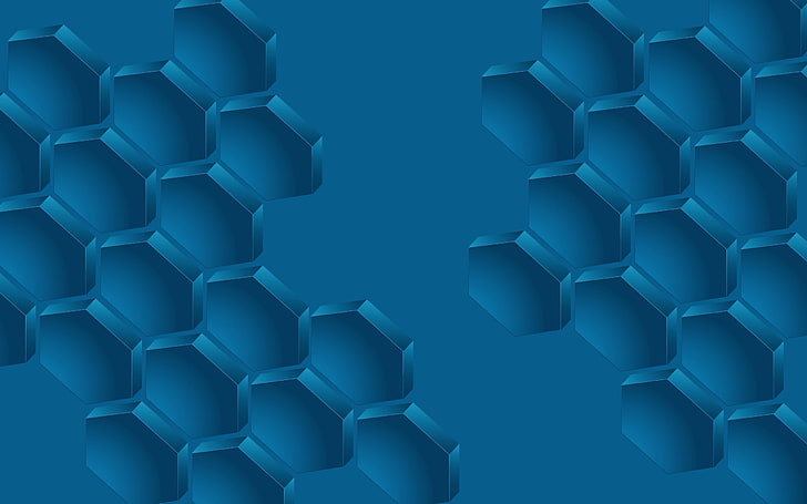 Hexagon Window, blue background, science, geometric shape, repetition Free HD Wallpaper