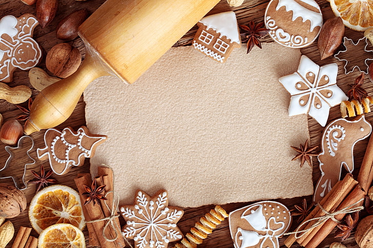 Holiday Baking, season, decoration, pastry, gingerbread cookie Free HD Wallpaper