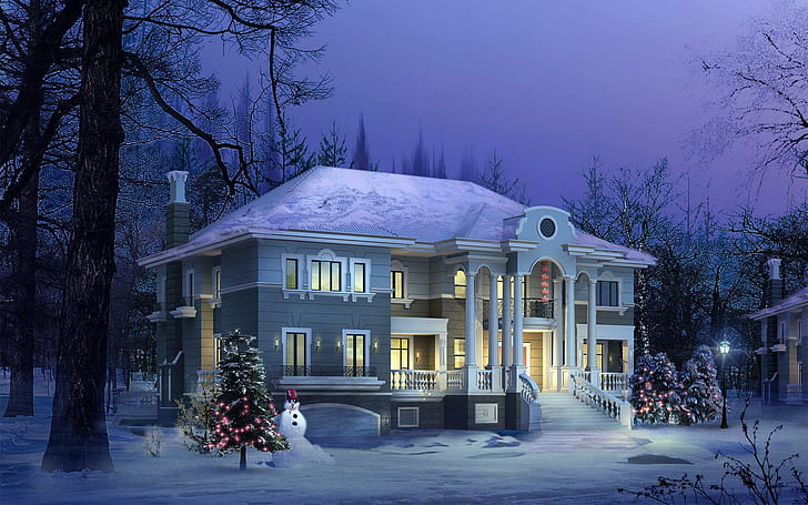 house, winter, peaceful, splend Free HD Wallpaper