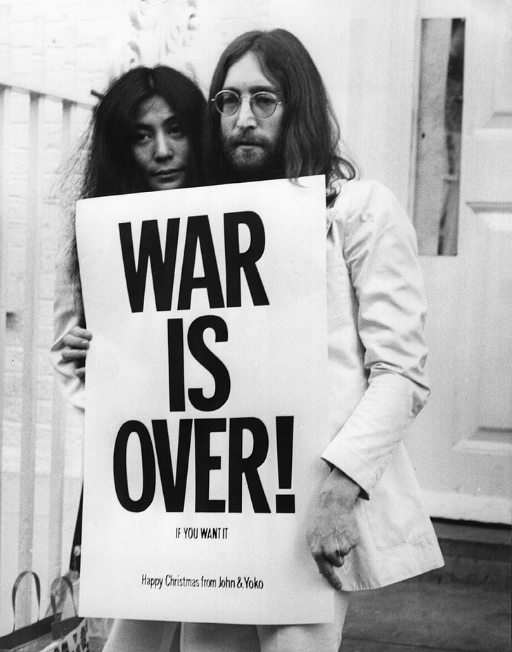 John Lennon Yoko Ono Art, waist up, communication, social issues, holding Free HD Wallpaper