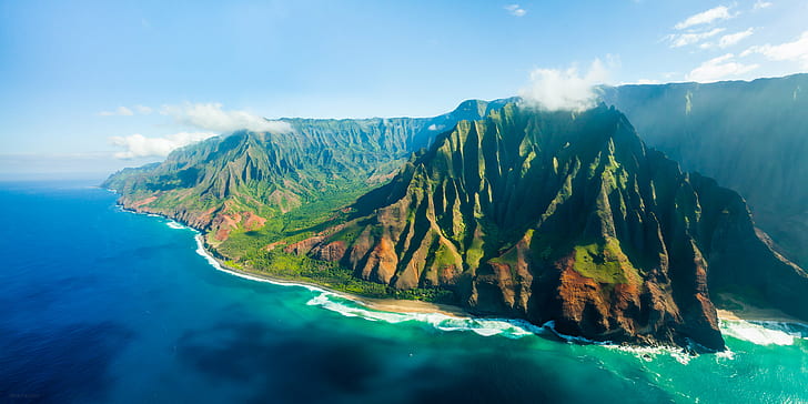 Lumahai Beach Kauai Hawaii, sea, travel, coastline, summer Free HD Wallpaper