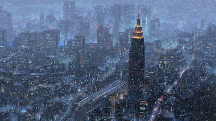 Makoto Shinkai Anime, kimi no na wa, tall  high, building exterior, shanghai Free HD Wallpaper