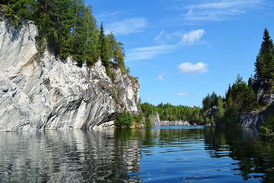 Marble Mountain Camping, mountain, karelia, sun, creek Free HD Wallpaper