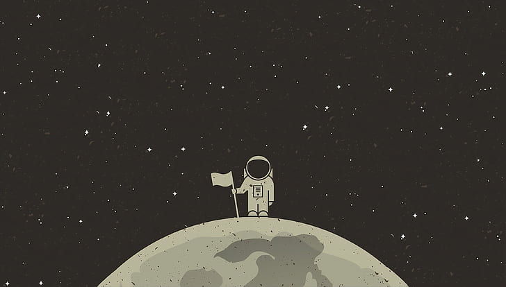 Minimalist Astronaut, minimalism, astronaut, moon, vector art