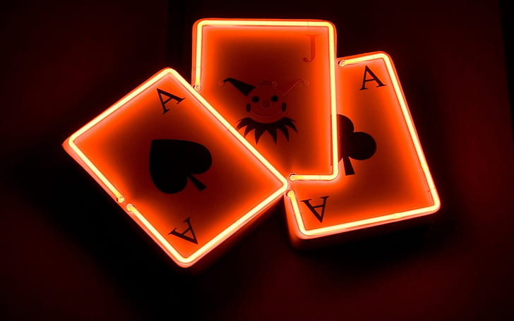 Neon Playing Cards, games, cards, playing, Light Free HD Wallpaper