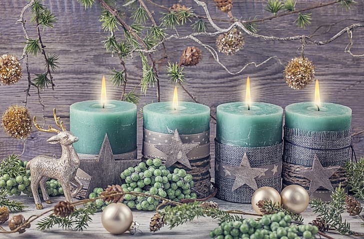 new year, gift, christmas, candle Free HD Wallpaper