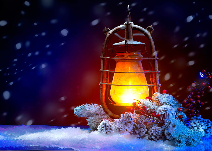 night, snow, celebration, candle Free HD Wallpaper
