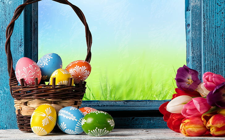 Spring Easter, colorful, eggs, easter, happy Free HD Wallpaper