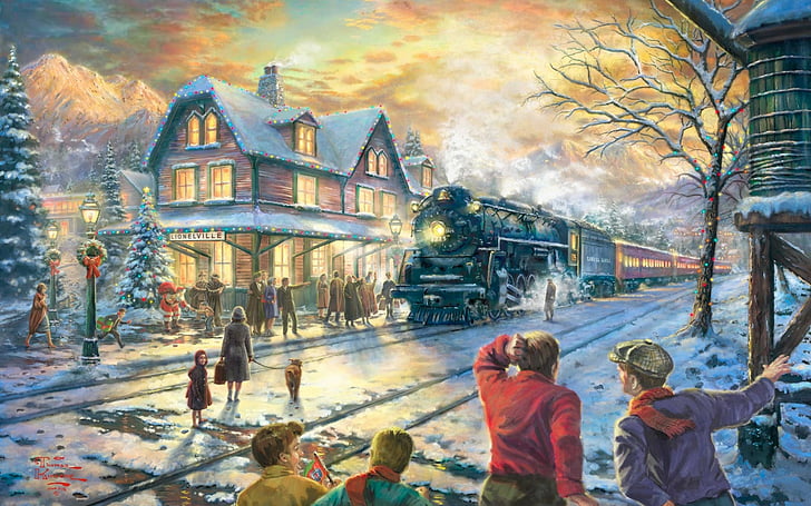 Thomas Kinkade Christmas Ornaments, tracks, seasons, trains, thomas