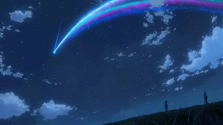 Your Name Landscape, name, sky, comet, blue Free HD Wallpaper