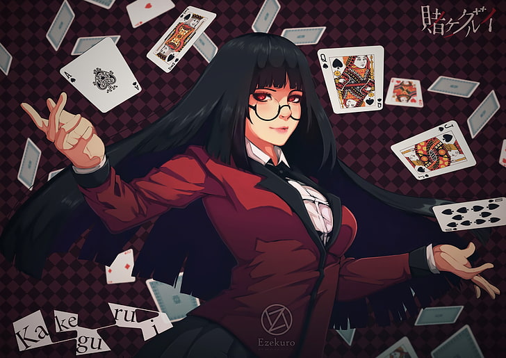 Yumeko Line Art, kakegurui, emotion, luck, real people Free HD Wallpaper