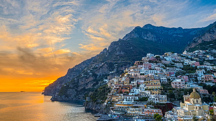 Amalfi Coast Evening, coast, positano, amalfi, europe Free HD Wallpaper