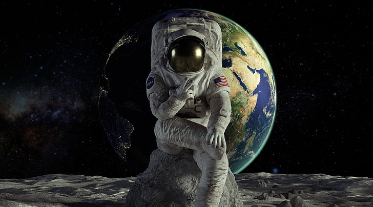 Astronaut 1440P, moon, astronaut, space, cosmos Free HD Wallpaper