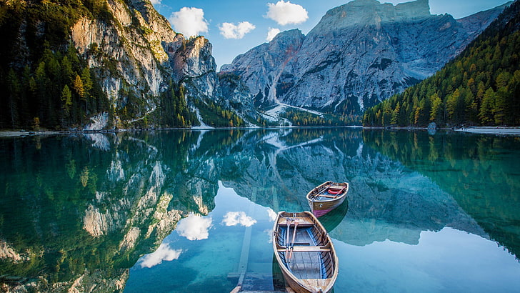 Best Lake in Italy, lago di braies, italy, mountainous landforms, mountain Free HD Wallpaper
