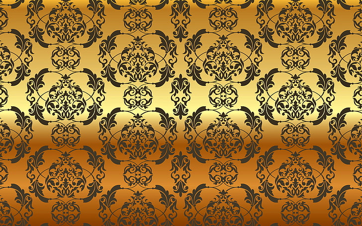 Bronze, computer graphic, antique, curve, floral pattern Free HD Wallpaper