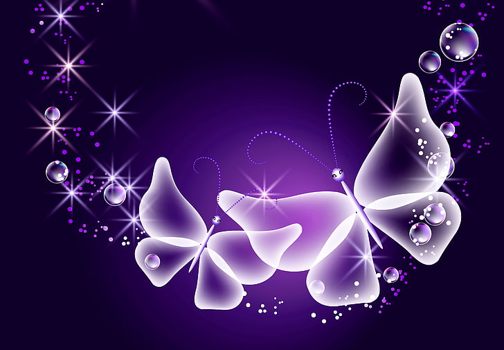 Butterfly Neon Sign, vector, snowflake, star  space, elegance Free HD Wallpaper