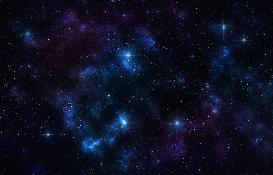 Cosmic Universe Galaxy, glow, light  natural phenomenon, blue, night Free HD Wallpaper