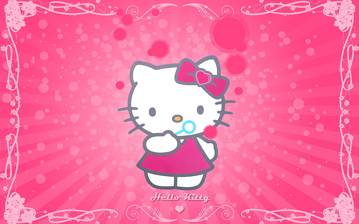 Cute Baby Hello Kitty, studio shot, hello kitty, illustrations and vector art, nature Free HD Wallpaper