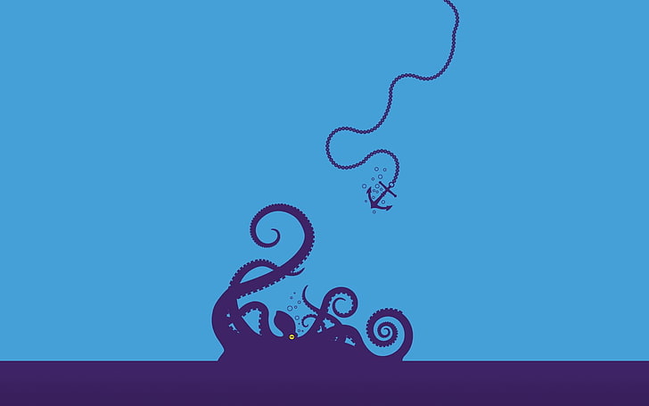 Cute Octopus, nature, silhouette, blue, studio shot Free HD Wallpaper