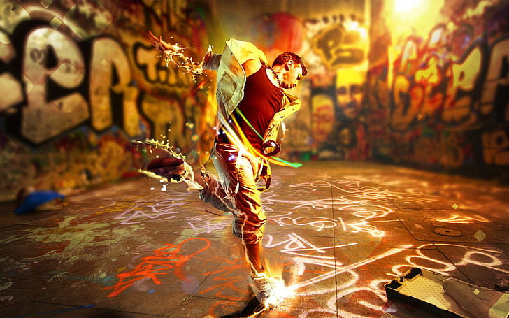 Dance Murals, music, graffiti, street dance, street Free HD Wallpaper