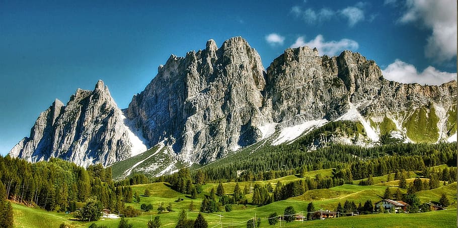 Dolomites Rifugios Map, green color, europe, view of the alps, mountain range Free HD Wallpaper