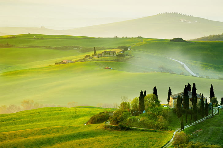 Early Spring, italy, tuscany, scenery, landscape Free HD Wallpaper