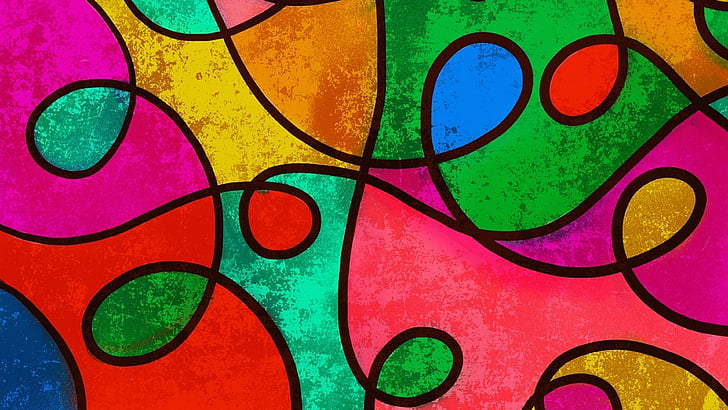 Fun Stained Glass Art, painting, glass, paint, pattern Free HD Wallpaper